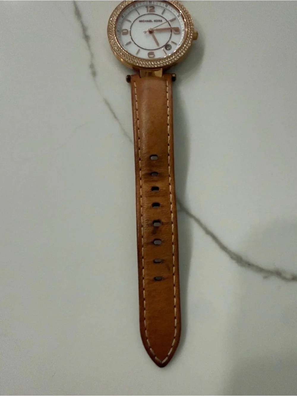 Michael Kors Women's MK2464 Mini Parker Crystal Brown Leather Watch
